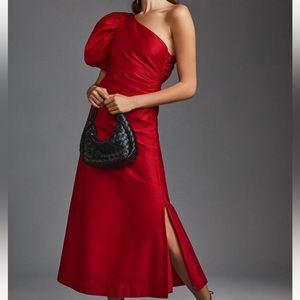 Aureta one shoulder red dress for Anthropology